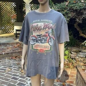 Daytona Beach Bike Week Shirt Mens XL Gray 2007 66th Annual Motorcycle Graphic
